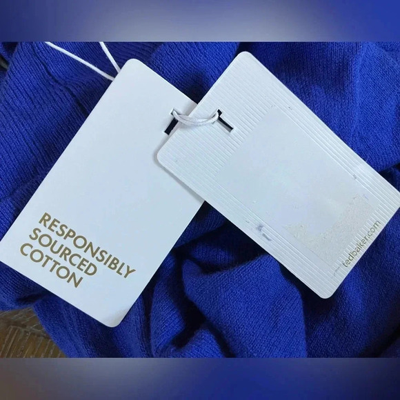 NWT TED BAKER LONDON AAVVAA Sweater Turtleneck Dress Blue Ruched Ted 2 = US 6 - Picture 11 of 13